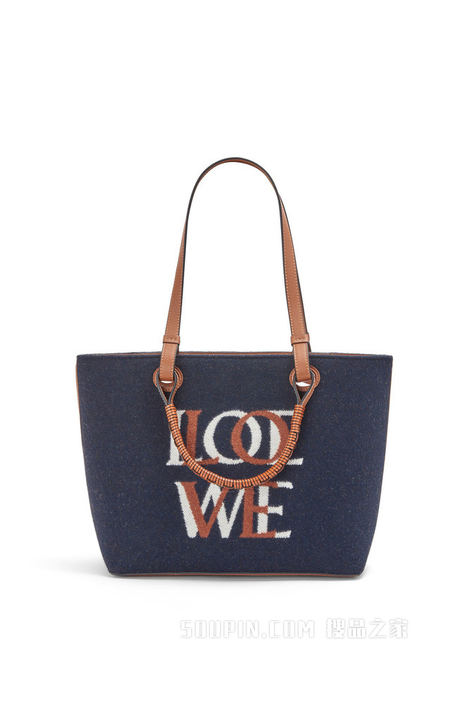 小号羊毛和牛皮革 Anagram Tote 爱心手袋