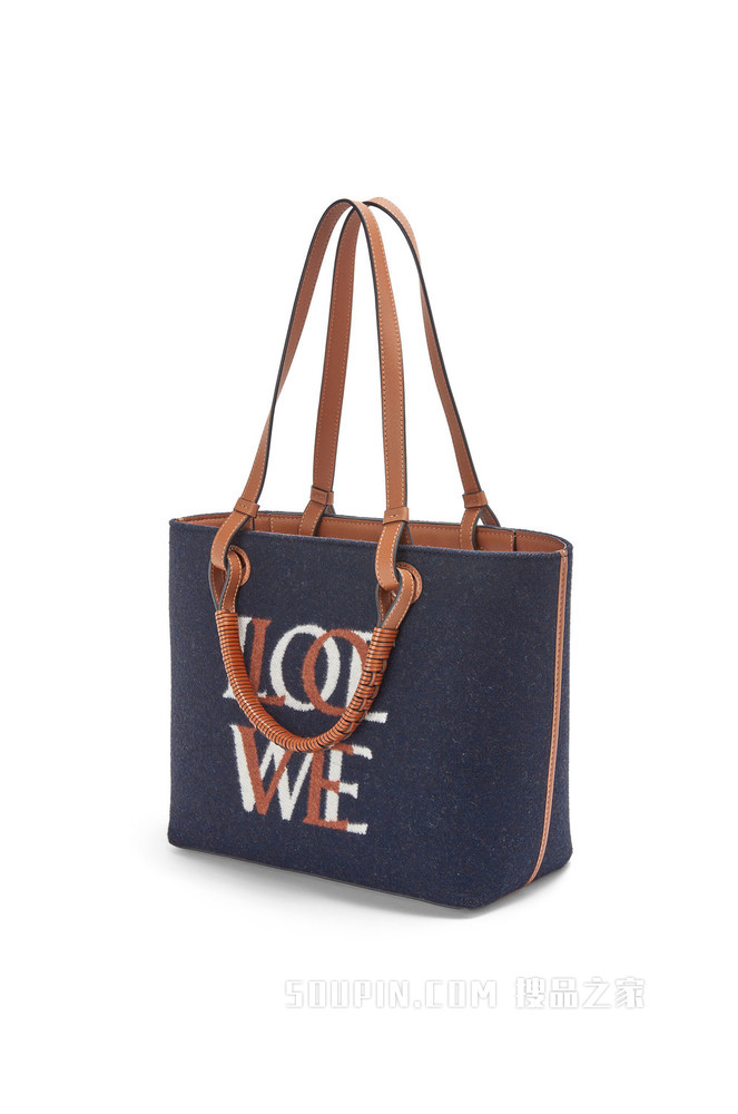 小号羊毛和牛皮革 Anagram Tote 爱心手袋