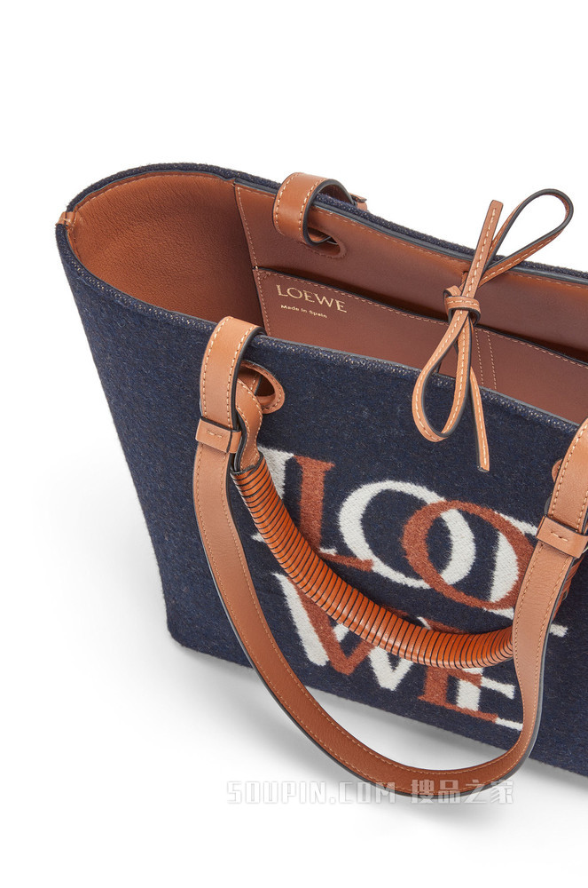 小号羊毛和牛皮革 Anagram Tote 爱心手袋