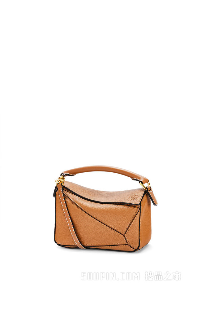 柔软粒面牛皮革迷你 Puzzle 手袋