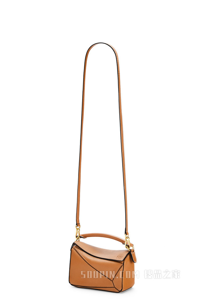 柔软粒面牛皮革迷你 Puzzle 手袋