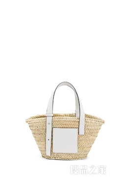 小号棕榈叶和牛皮革 Basket 手袋