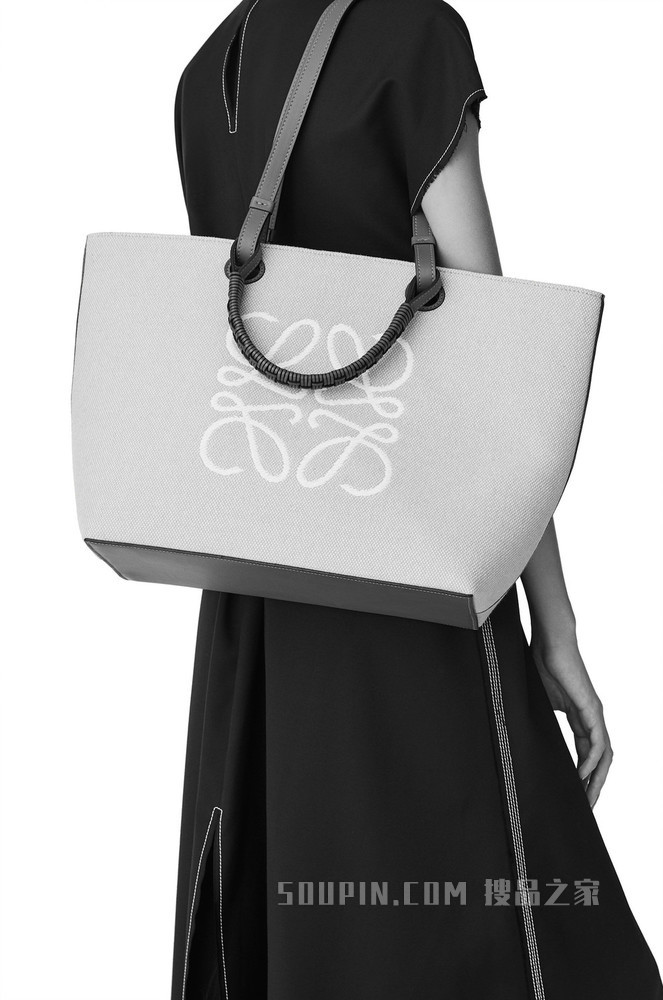 提花布和牛皮革 Anagram Tote 手袋
