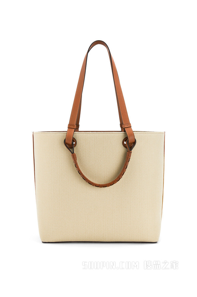 提花布和牛皮革 Anagram Tote 手袋