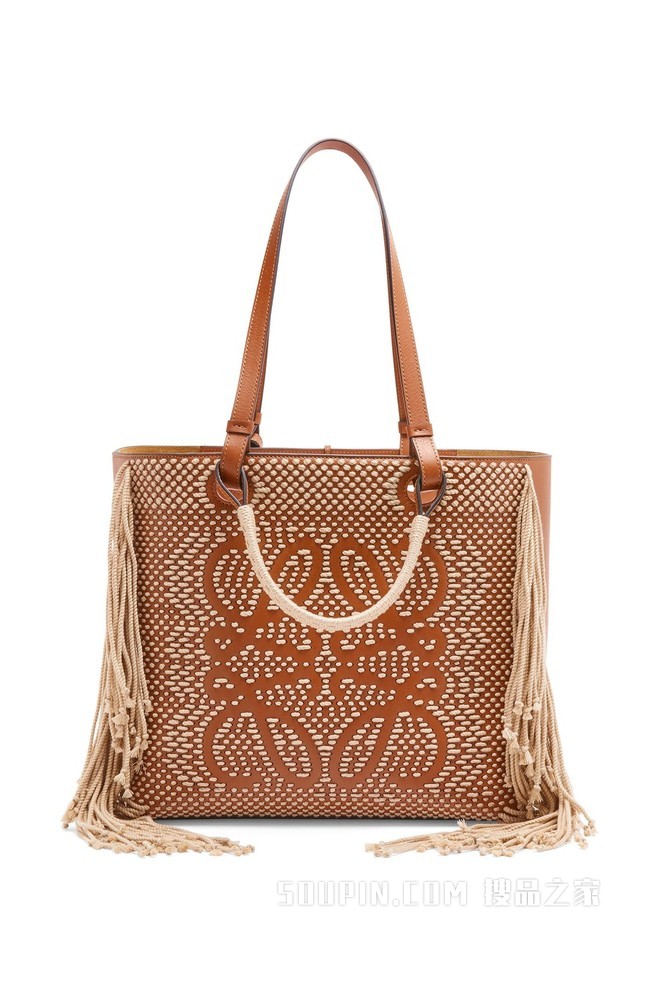 绳子和经典牛皮革 Anagram Tote 手袋