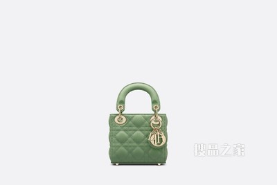 超迷你 Lady Dior 手袋 深薄荷绿色羊皮革藤格纹