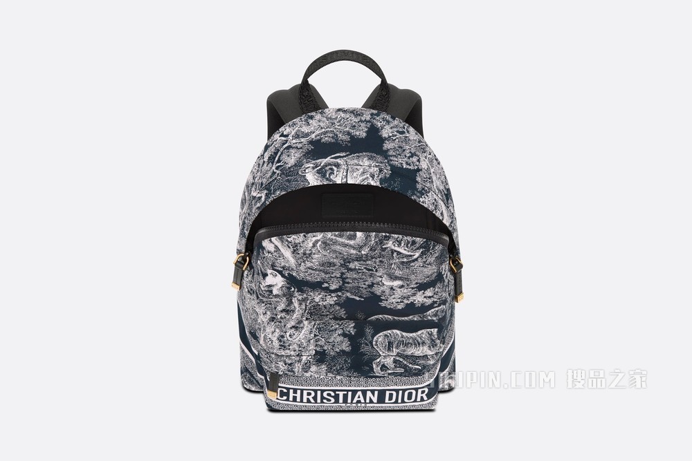 小号 DiorTravel Backpack 双肩背包 蓝色科技面料 Reverse 茹伊印花