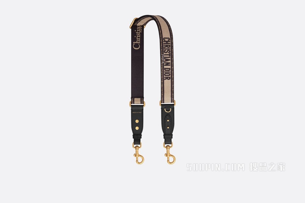 可调节肩带 米色“CHRISTIAN DIOR”标志刺绣搭配金属环