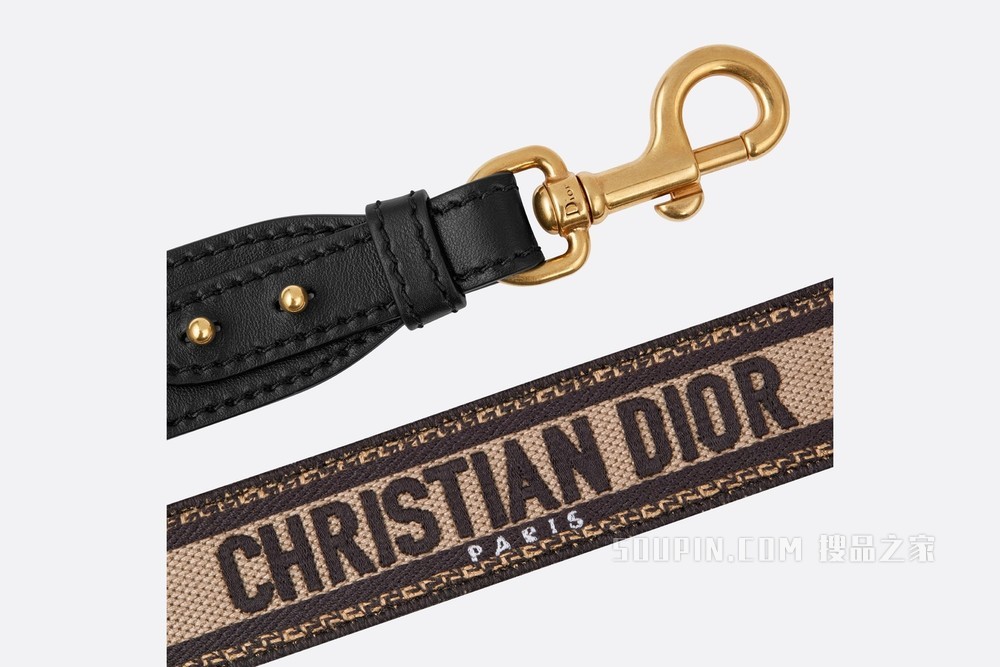 可调节肩带 米色“CHRISTIAN DIOR”标志刺绣搭配金属环