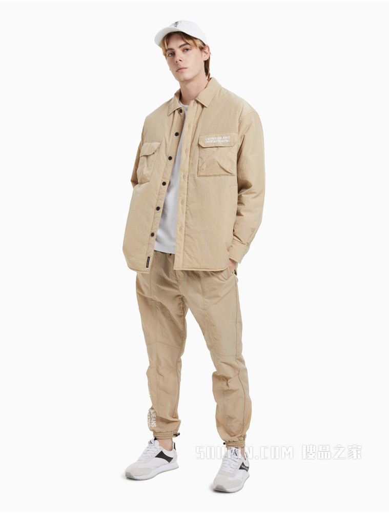 Calvin Klein 男士翻领工装印花夹棉外套J319310