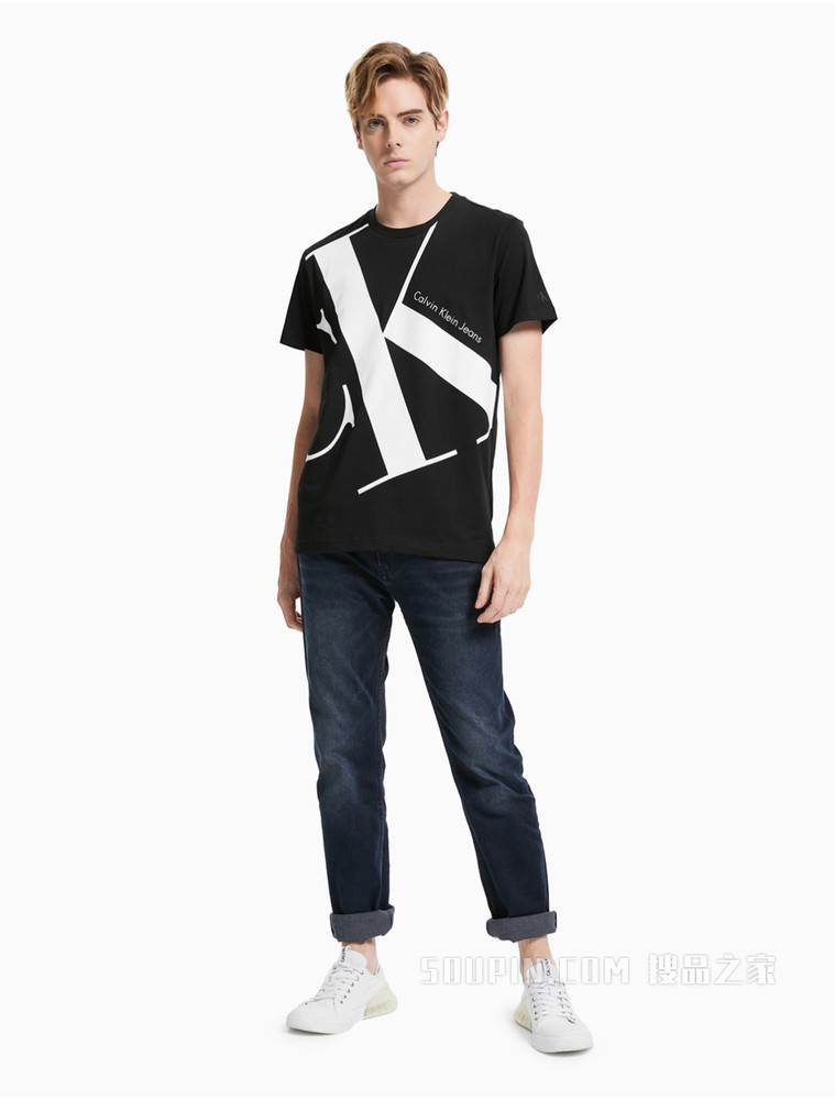 Calvin Klein 男装全棉潮流大LOGO印花时尚圆领短袖T恤 J318471