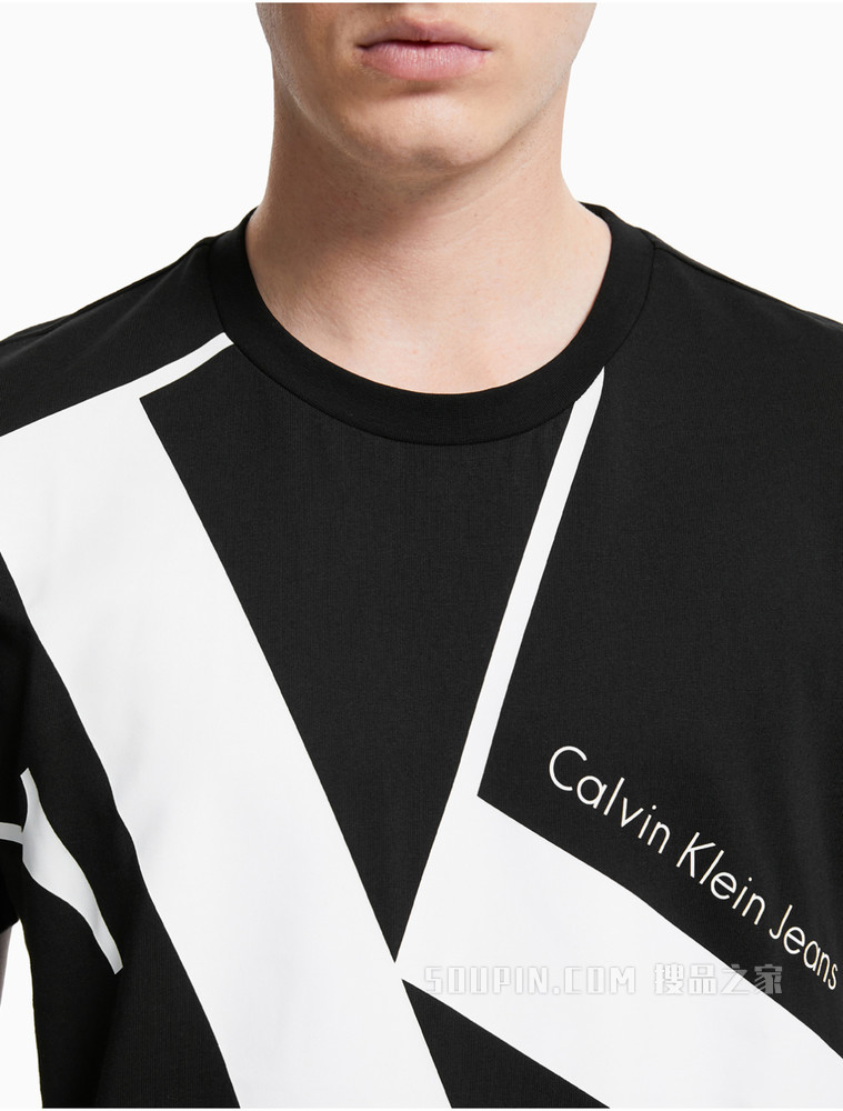 Calvin Klein 男装全棉潮流大LOGO印花时尚圆领短袖T恤 J318471