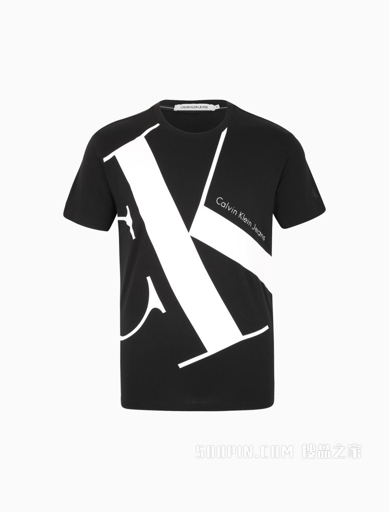 Calvin Klein 男装全棉潮流大LOGO印花时尚圆领短袖T恤 J318471