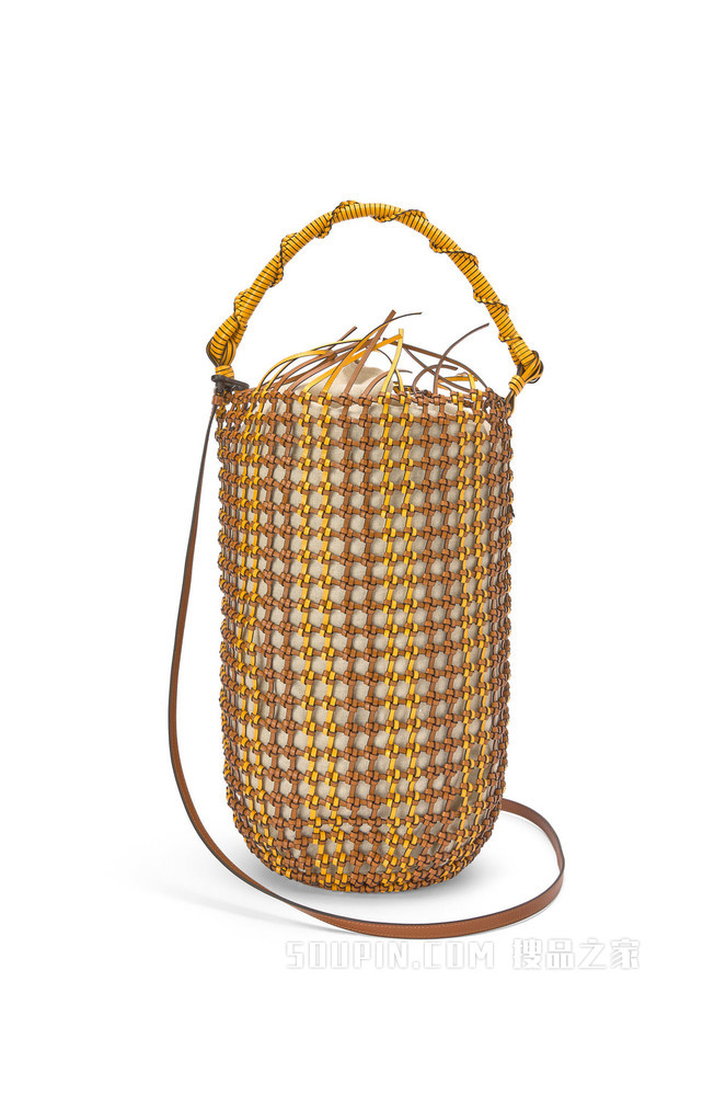 牛皮革 Bucket 网眼手袋