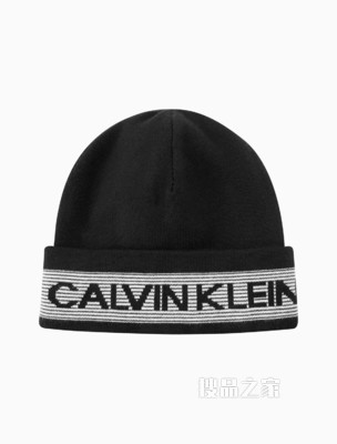 Calvin Klein 女士CK全称LOGO交织帽檐立体圆顶针织帽PX0116