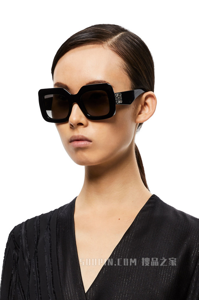 Rectangular sunglasses in acetate