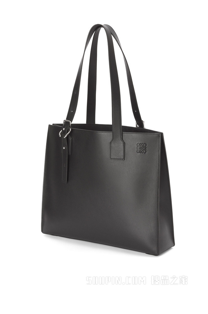经典牛皮革针扣水平 Tote 手袋