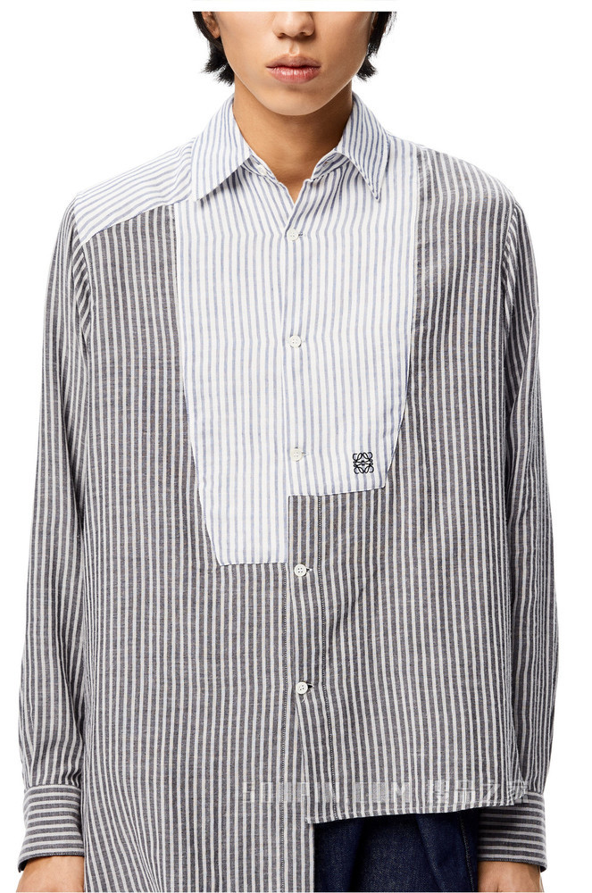 棉质不对称条纹衬衫