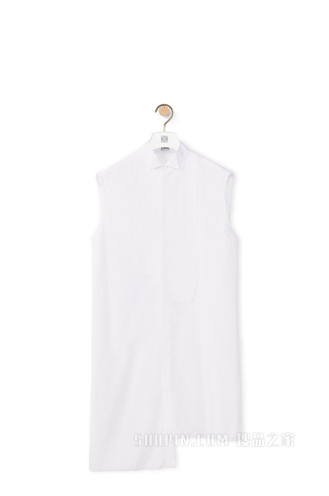 长款棉质无袖衬衫
