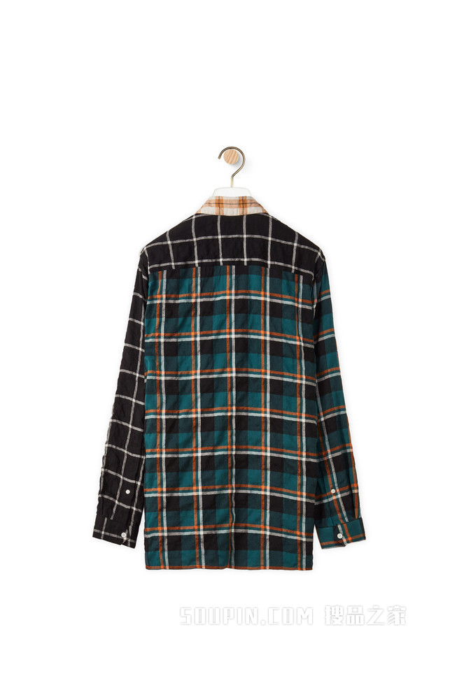 棉质莫代尔格纹衬衫外套