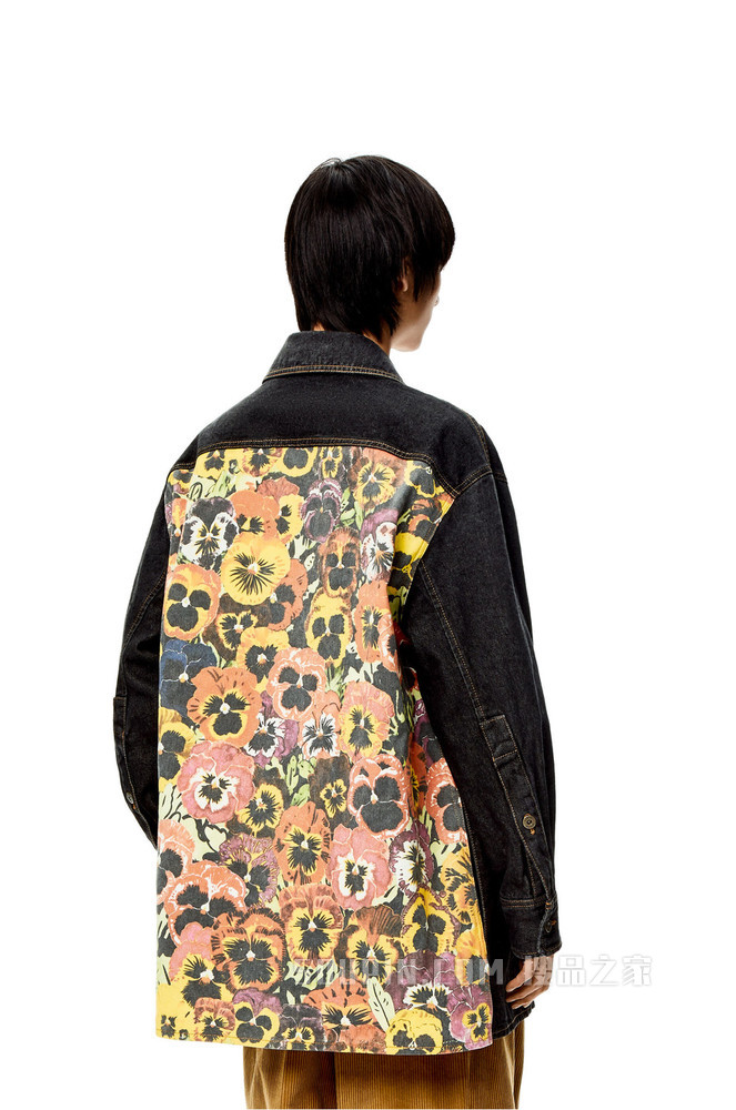 棉质背面单宁布三色堇外套衬衫