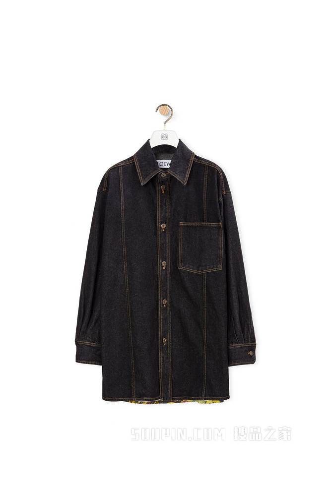 棉质背面单宁布三色堇外套衬衫