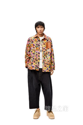 棉质三色堇全覆盖印花衬衫