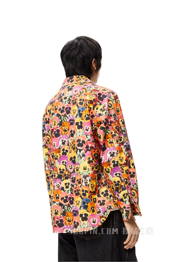 棉质三色堇全覆盖印花衬衫