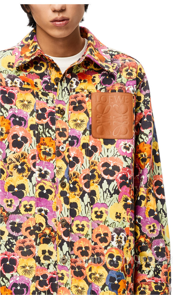 棉质三色堇全覆盖印花衬衫