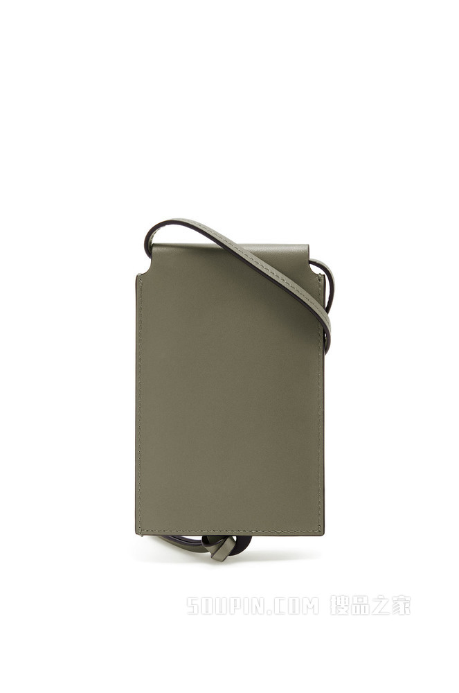 经典牛皮革滑动颈部卡包