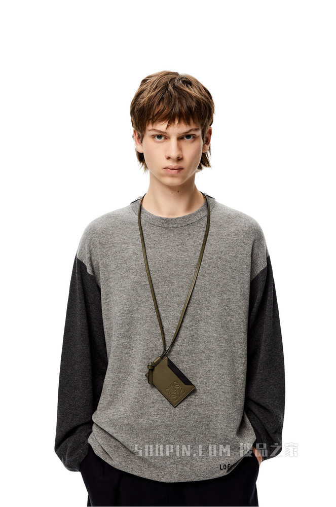 牛皮革对比色卡包