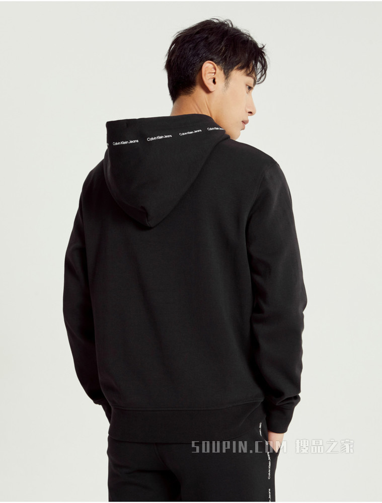Calvin Klein 男士休闲抽绳连帽印花刺绣卫衣J319701