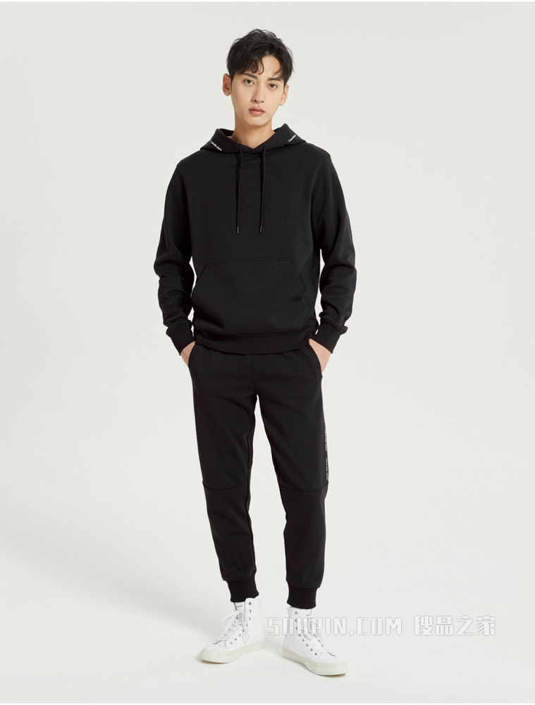Calvin Klein 男士休闲抽绳连帽印花刺绣卫衣J319701