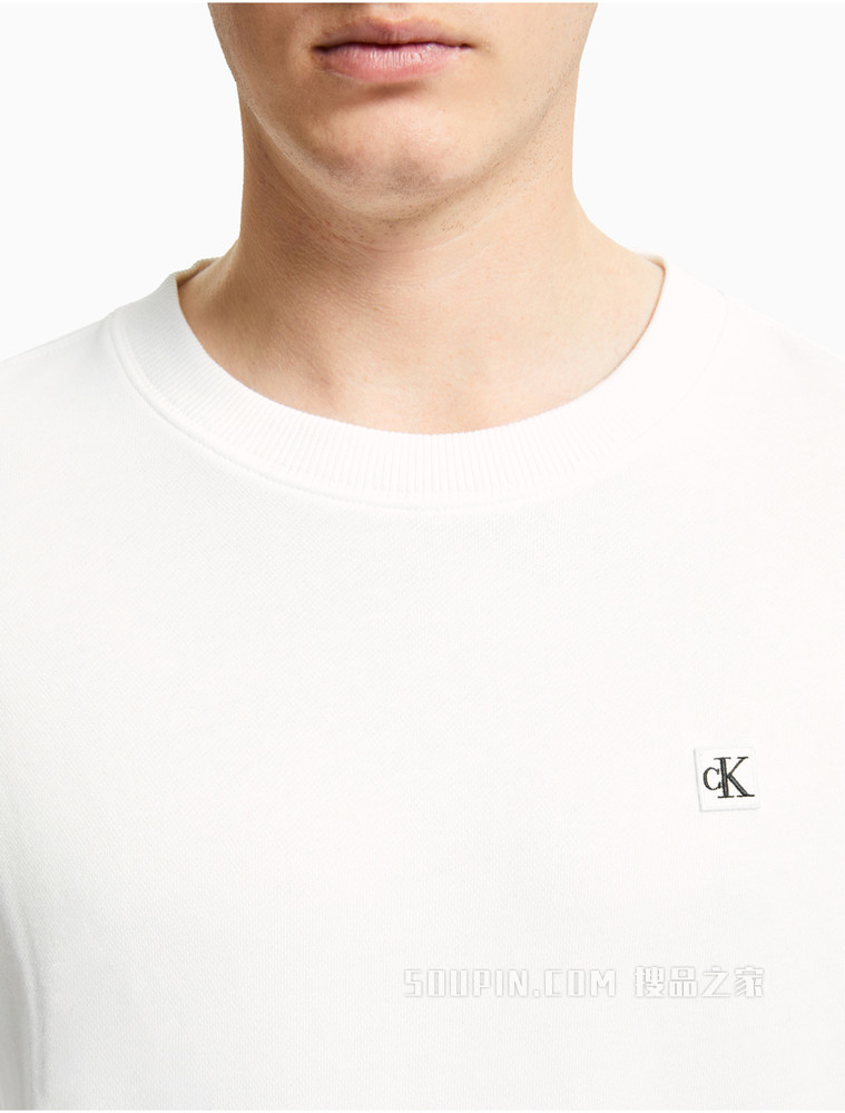 Calvin Klein 男装时尚全棉LOGO绣标圆领舒适打底卫衣J318043