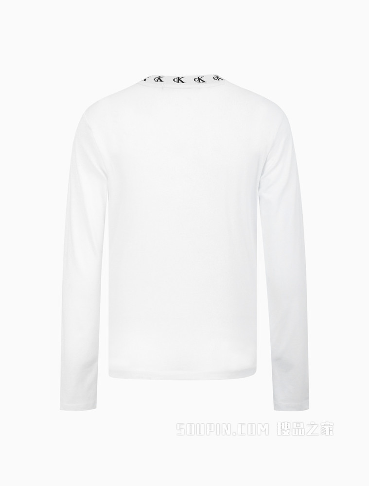 Calvin Klein 女装舒适打底圆领纯棉LOGO提花修身长袖T恤J215220