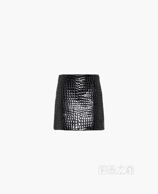 鳄鱼纹印花皮革迷你半身裙