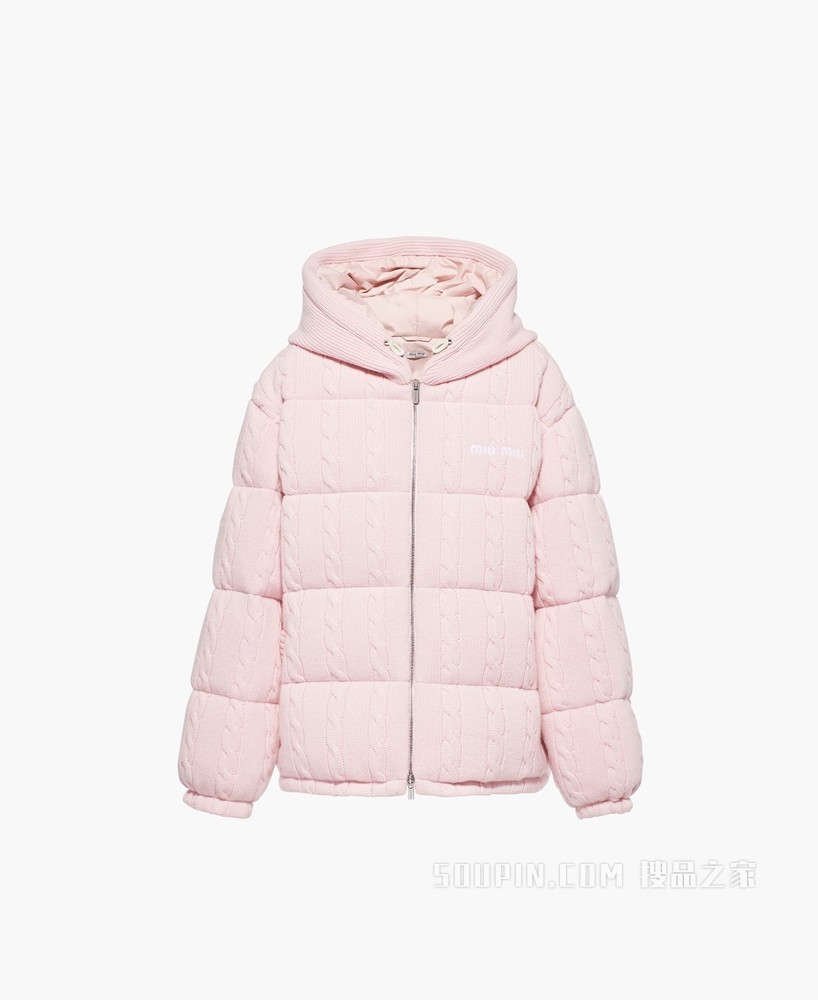 兜帽式羊绒羽绒外套
