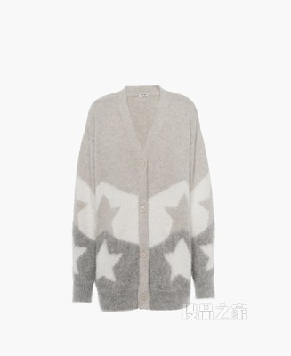 羊绒马海毛嵌花开衫