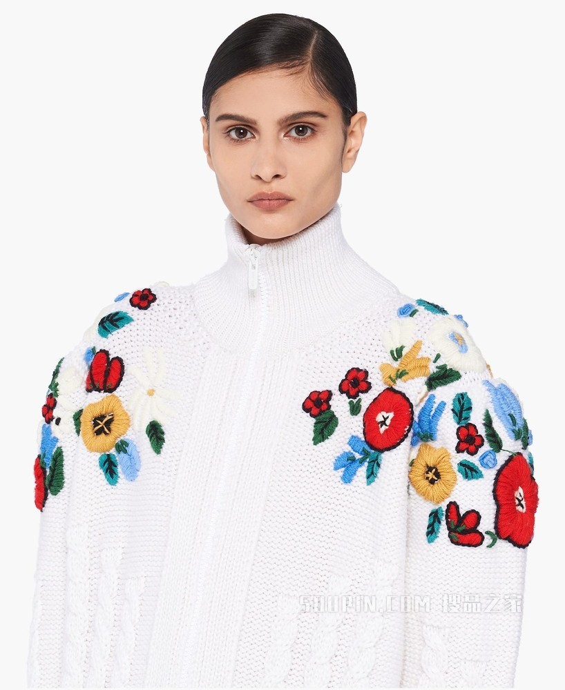 刺绣羊毛开衫