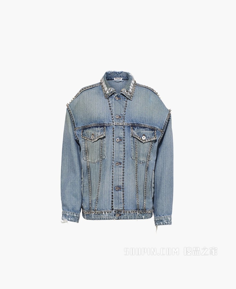 铆钉装饰丹宁外套