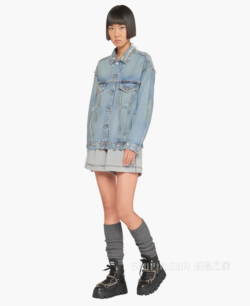 铆钉装饰丹宁外套