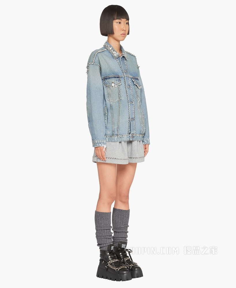 铆钉装饰丹宁外套