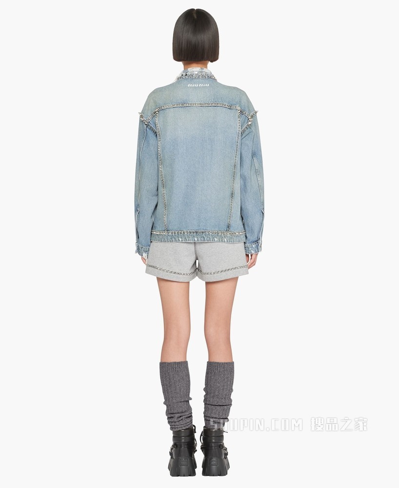 铆钉装饰丹宁外套