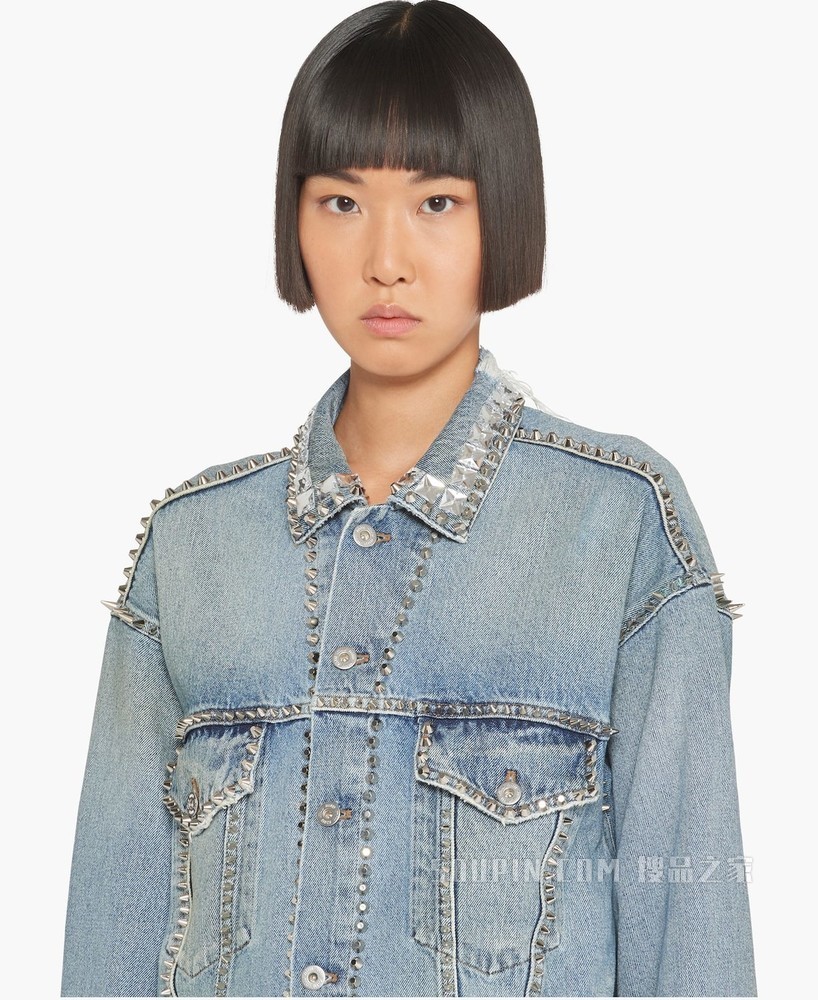 铆钉装饰丹宁外套