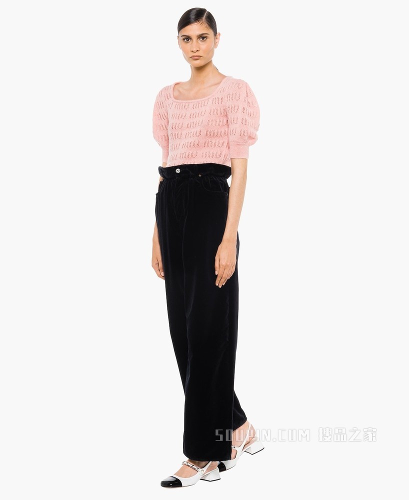短裁马海毛毛衣