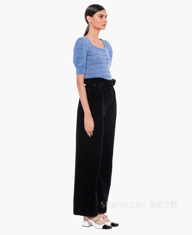 短裁马海毛毛衣