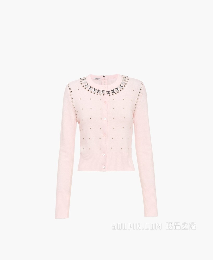 贴花装饰羊毛和羊绒开衫