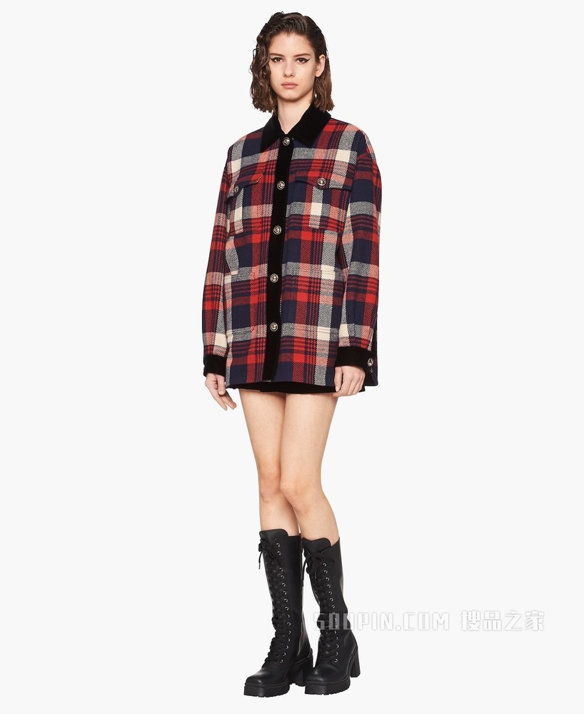 格纹花呢外套