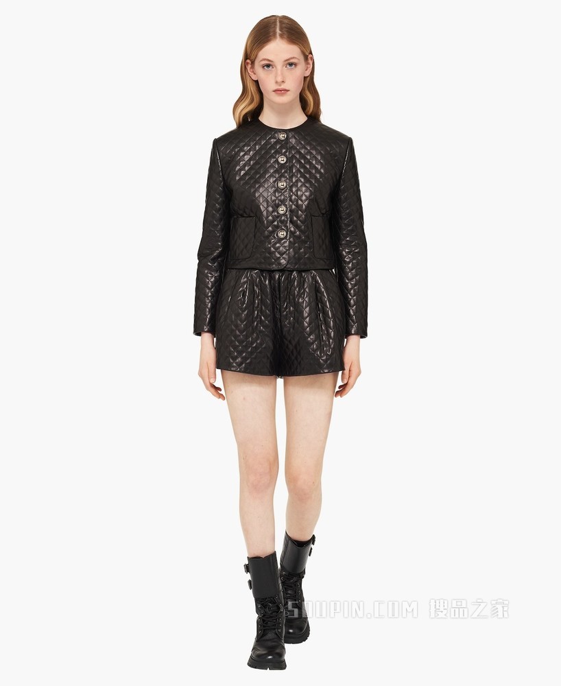 绗缝软羊革外套