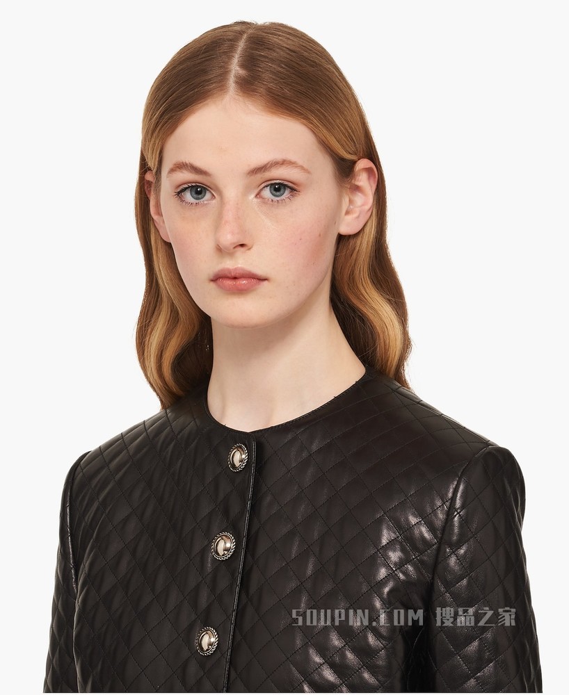 绗缝软羊革外套